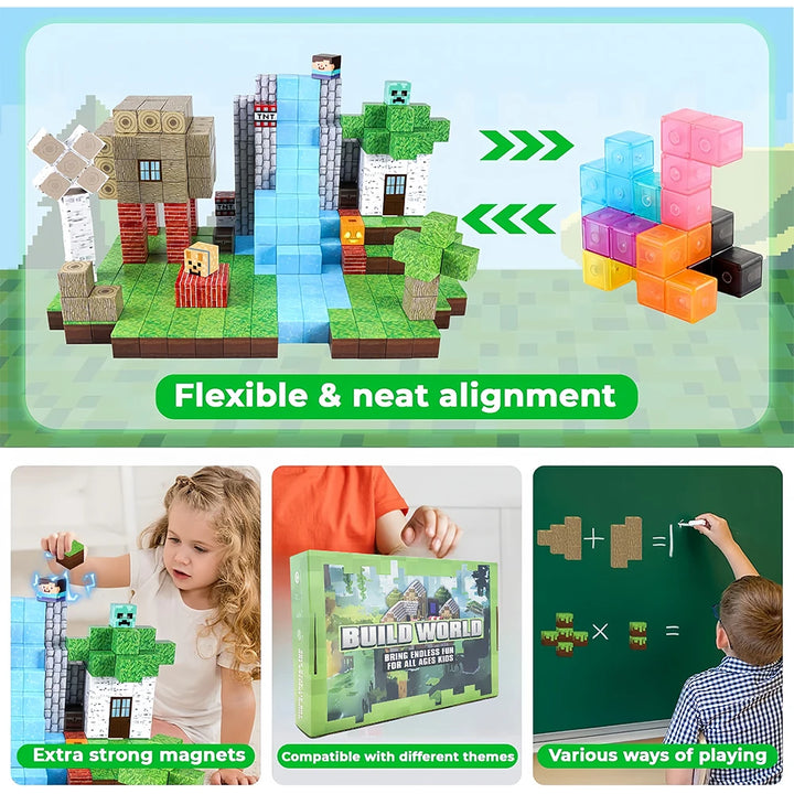 Magnetic Building Blocks Toy Build Mine Magnet World Construction