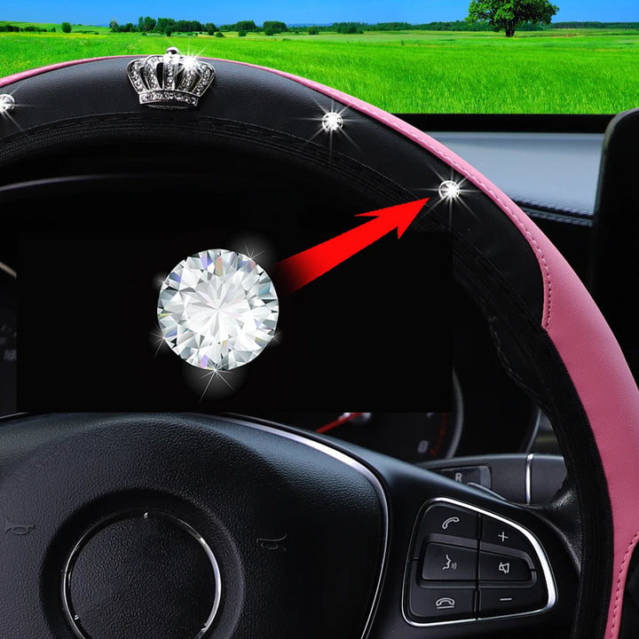 Leather car steering wheel cover