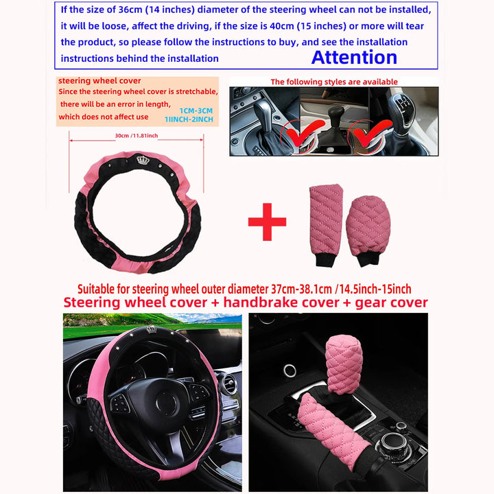 Leather car steering wheel cover