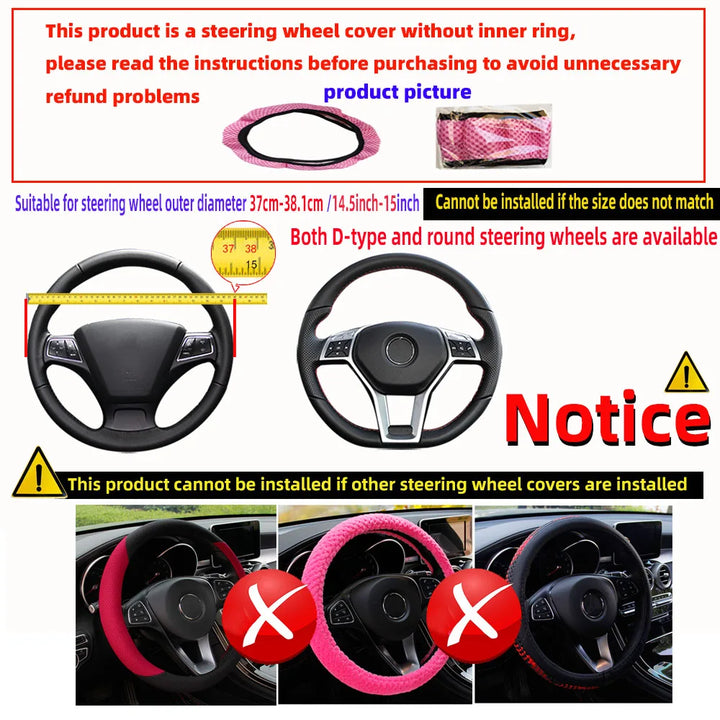 Leather car steering wheel cover