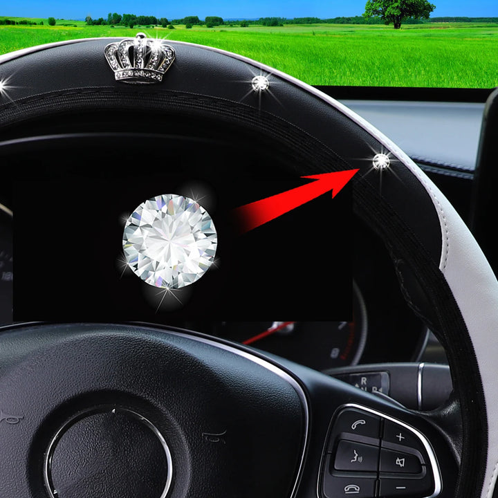 Leather car steering wheel cover