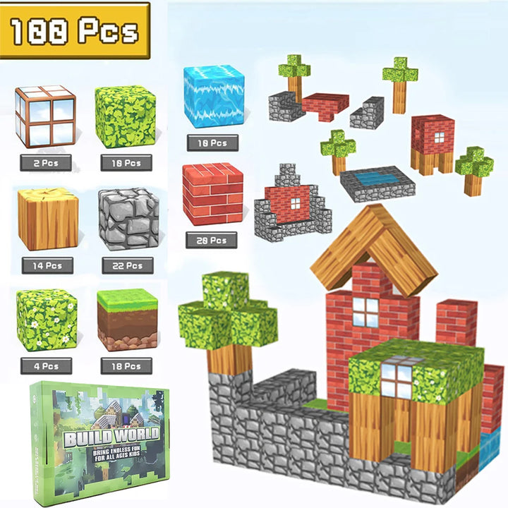 Magnetic Building Blocks Toy Build Mine Magnet World Construction