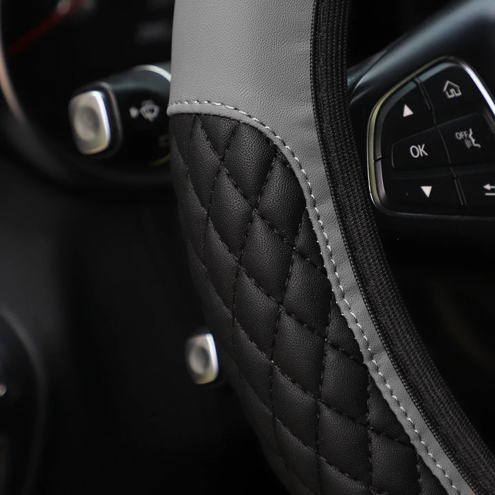 Leather car steering wheel cover