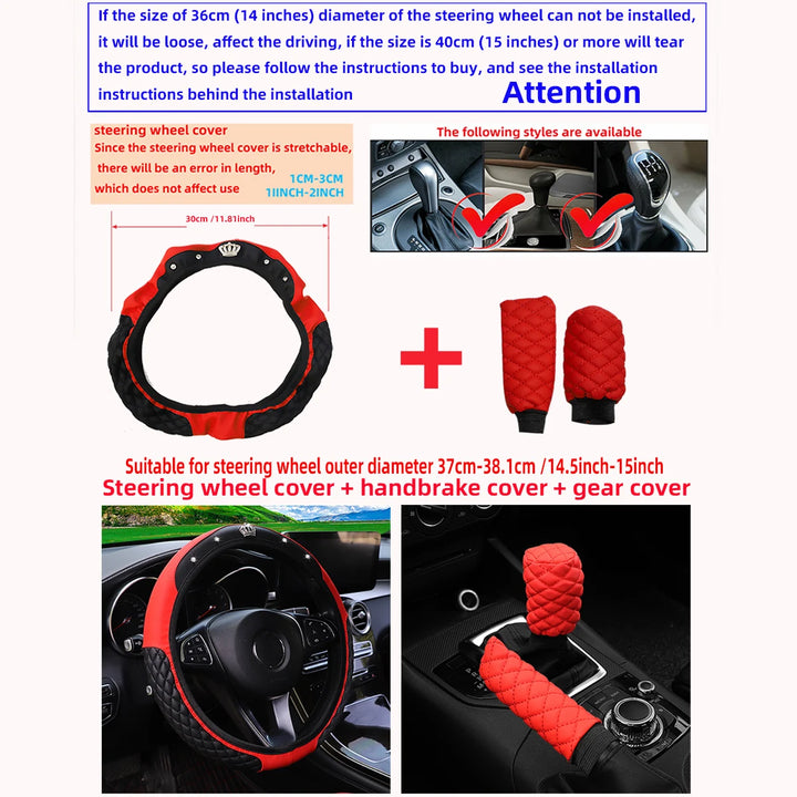 Leather car steering wheel cover