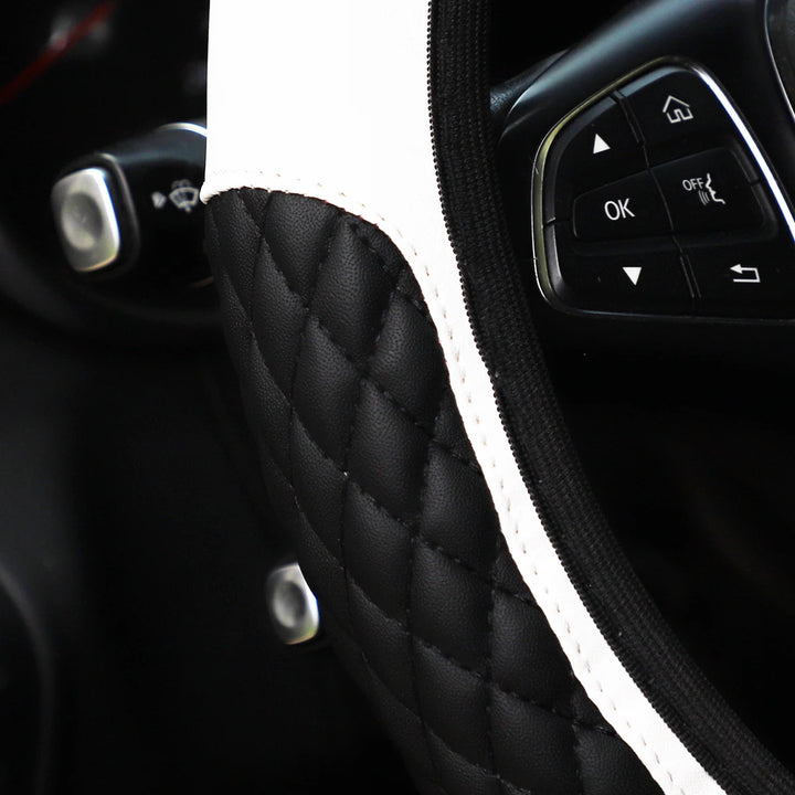 Leather car steering wheel cover