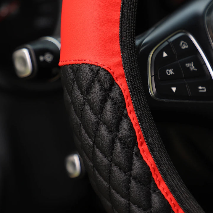 Leather car steering wheel cover