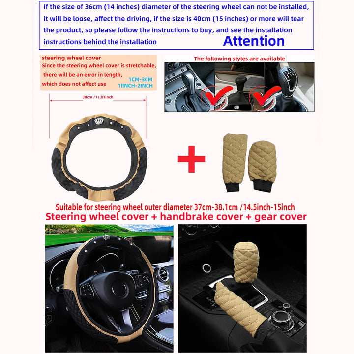 Leather car steering wheel cover