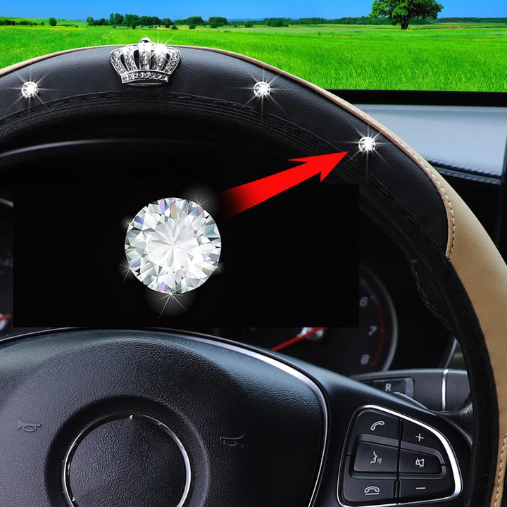 Leather car steering wheel cover