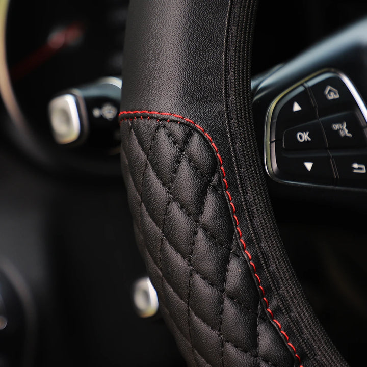 Leather car steering wheel cover