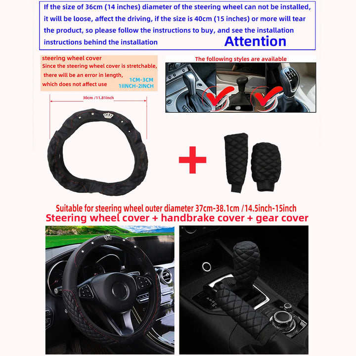 Leather car steering wheel cover