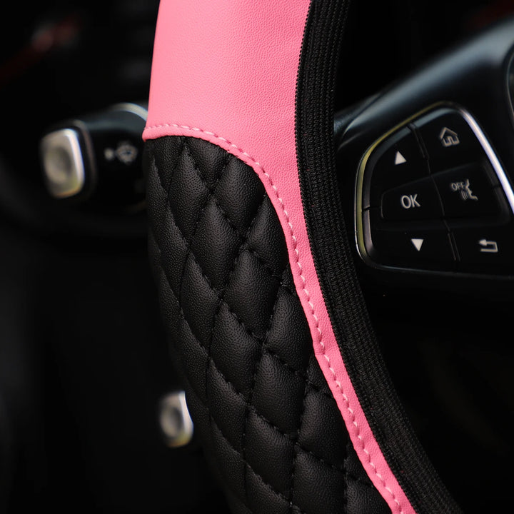 Leather car steering wheel cover